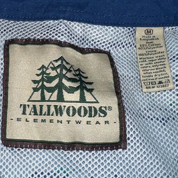 Tallwoods Mens Shirt Medium Blue Element Wear Button Up Short Sleeve Vented Fish - Picture 7 of 10